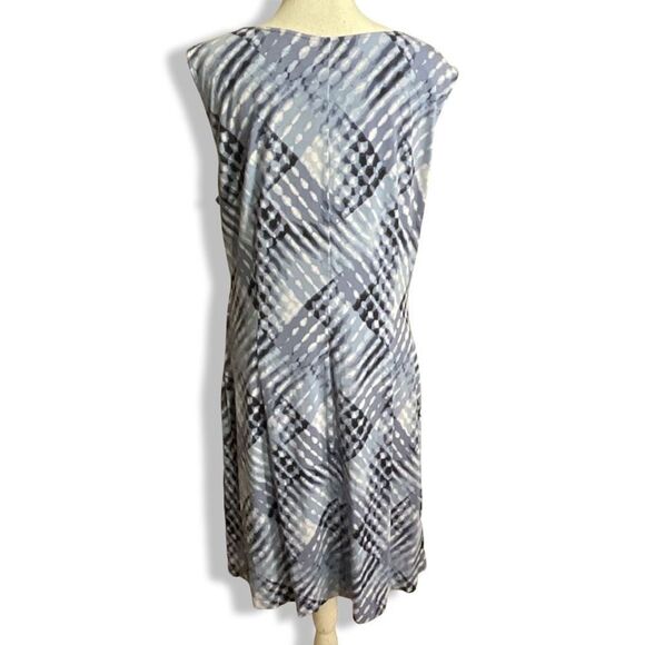 NIC+ZOE Cross Over Twist Dress, Blue & White Tie-dye Effect Print, Size XL - Picture 8 of 9